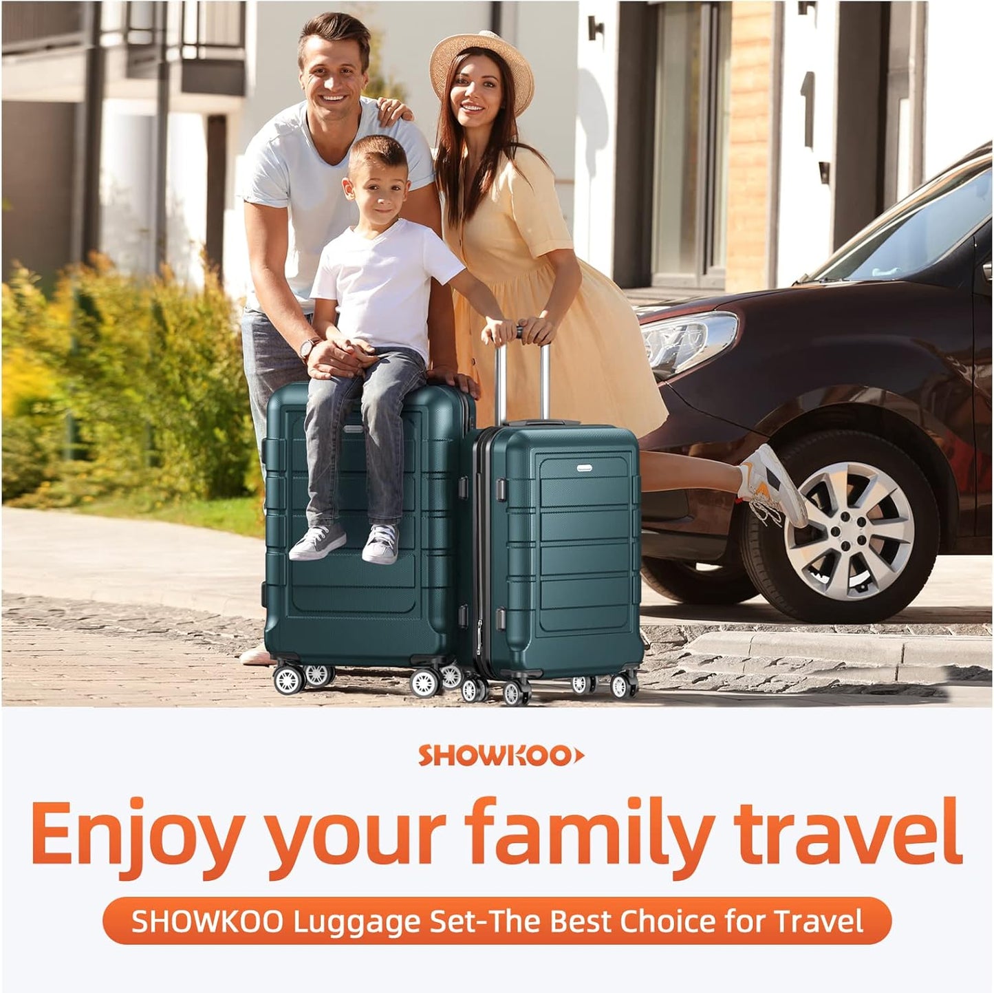 SHOWKOO Luggage Sets Expandable Suitcase Double Wheels TSA Lock (ArmyGreen)