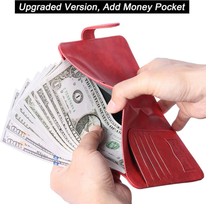 Airtag Passport Holder Cover Wallet Travel Essentials Leather Rfid Blocking Case Vacation Luggage Must Haves Travel Accessories for Men Women (117#Red)