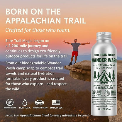 Wander Wash -Biodegradable Camp & Dish Soap Unscented | Made in USA | Organic - Image 3