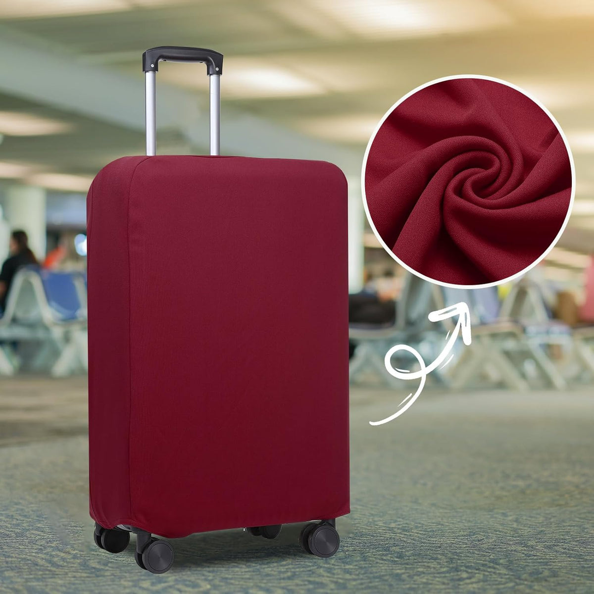 PATIKIL Luggage Cover, Suitcases Covers Elastic Carry on Cover Protector Washable Scratch-Resistant Fits 19-21 Inch Luggage for Travel Business Trips, Wine Red