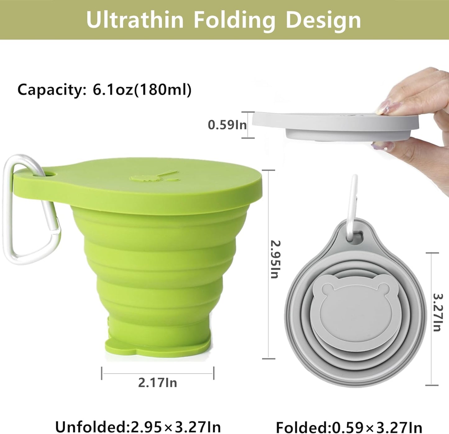 IYYI Collapsible Cup for Traveling, Silicone Foldable Cup, Camping Mug with Lid, Folding Mug for Camping, Hiking, Outdoors, Travel (2 Pack-Blue-Orange)