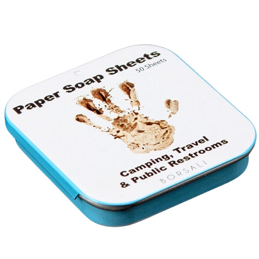 BORSALI Paper Soap Sheets - for Travel - Portable Dissolvable Dry Soap sheets; For Camping, Travel, Public Restrooms; 1 Case with 50 Pieces To Go;