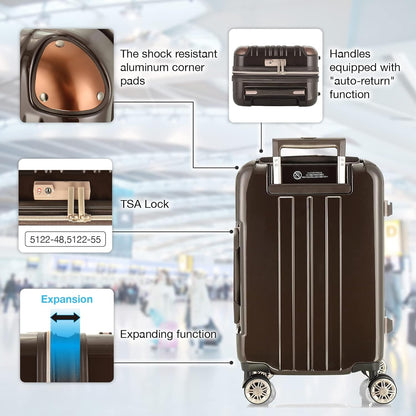 LEGEND WALKER Hardside Expandable Zipper Luggage, 24-inch, Rose Gold, 5122-55-RGD