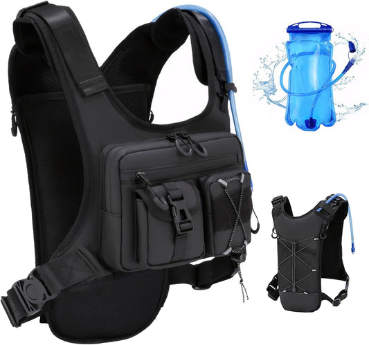 USA Original Patent Running Hydration Vest Backpack, Lightweight Chest Pack with 2.0L Water Bladder Bag Daypack for Hiking Running Cycling Race Marathon for Women Men