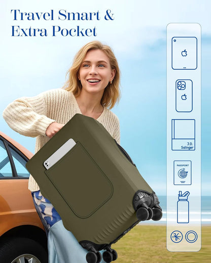 Slohif Luggage Cover for Suitcase Tsa Approved Protector - Luggage Sleeve Suit Case Cover Travel Stretch Large Baggage Case Protective Washable Fit 22-24 Inch Green