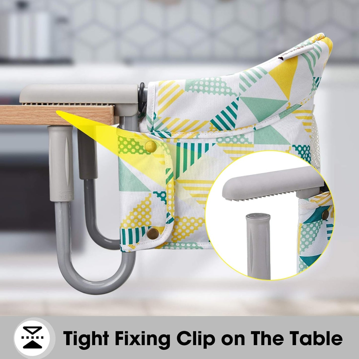 Hook On Chair, VEEYOO Clip On High Chair Folding Fast Table Chair with Storage Bag, Portable Baby Feeding Seat Attach to Table for Home and Travel