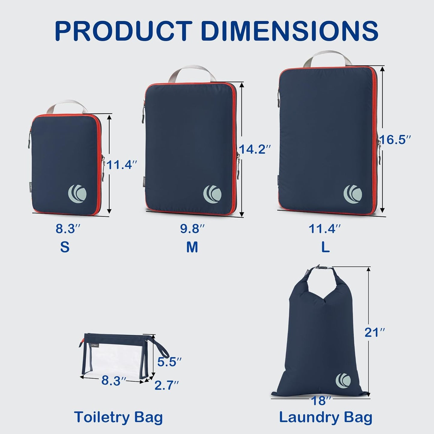 Cipway Compression Packing Cubes, Ultralight Luggage Organizer Bags with Laundry Bags and Clear Toiletries Bag,Travel Essentials for Carry on Suitcase (6 Piece,Blue)