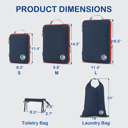 Cipway Compression Packing Cubes, Ultralight Luggage Organizer Bags with Laundry Bags and Clear Toiletries Bag,Travel Essentials for Carry on Suitcase (6 Piece,Blue)