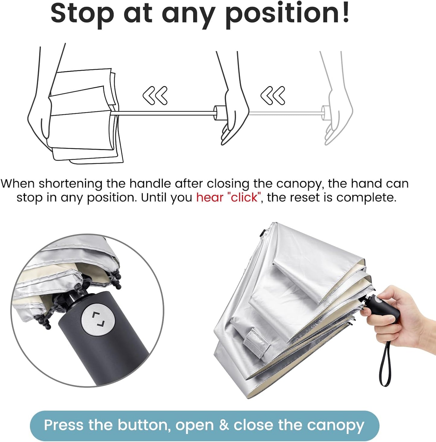 G4Free 43 Inch Travel Umbrella Ultralight UPF 50+ UV Protection Compact Sun Umbrella, Double Canopy Super Slim Small Portable Automatic Anti-bounce Close