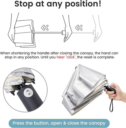 G4Free 43 Inch Travel Umbrella Ultralight UPF 50+ UV Protection Compact Sun Umbrella, Double Canopy Super Slim Small Portable Automatic Anti-bounce Close