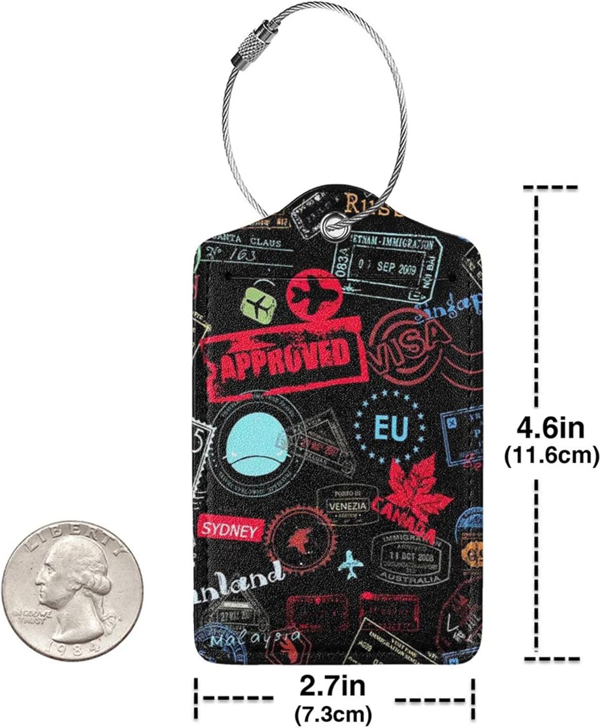 2 Pack Luggage Tags for Suitcases Women Men Kids, Go Travel-World Bag Tags for Leather Luggage with Waterproof Suitcase Tags Privacy Cover Name ID Label Steel Loop for Travel Bag Suitcase