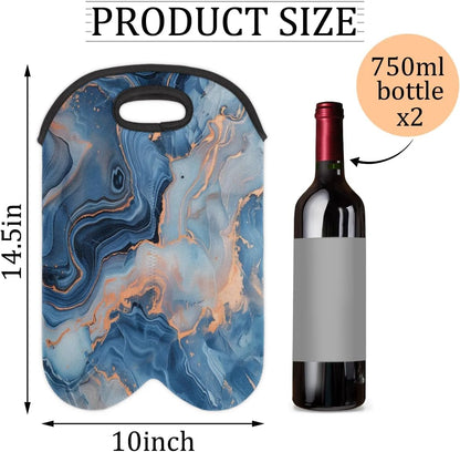 Wine Carrier Tote Personalized Bag for 2 Bottles - Neoprene Wine Bottle Holder with Carry Handle, Wine Protective Bag Insulated Bag Beer Cans Water Bottle Holder for Travel Picnic,Style24