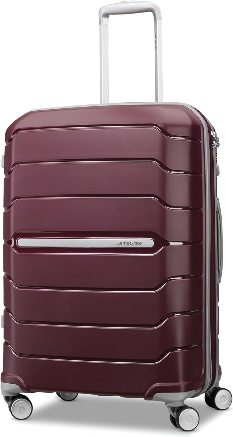 Samsonite Freeform Hardside Expandable with Double Spinner Wheels, Merlot, Checked-Medium 24-Inch