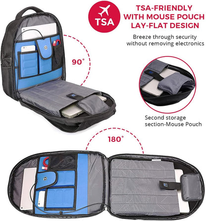 Swissdigital Design TSA Business Laptop Backpack For Men,Travel Backpack With USB Charging Port,College Tech Backpacks With RFID Pockets Presents For Men Fits 15.6 Inch Computer | TERABYTE