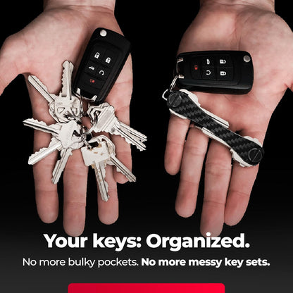 KEYSMART Key Holder for Keychain - Compact Key Organizer for Key Chain, Minimalist Clutter-Free EDC Keychains Key Ringys, Carbon Fiber 3k, 14 Keys