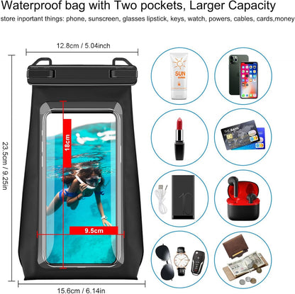 Large Capacity Waterproof Phone Pouch Floating, Waterproof Bag Case for iPhone 15 14 Pro Max 13 12 11 X XR 8 Plus Samsung Up to 6.9'', IPX8 Water Proof Phone Dry Bag for Swimming Kayaking, 1Pack