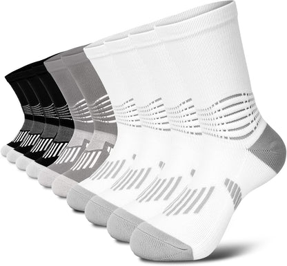 IRAMY Crew Compression Socks Athletic Running Socks for Men Women Plantar Fasciitis Relief 3/6 Pairs