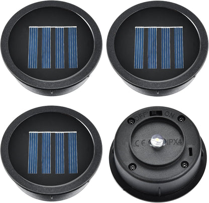 ELUTENG Solar Light Replacement Top 4 Pack (Top Size 2.76 inch, Bottom Size 2.42 inch) LED Solar Lantern Light Lids Outdoor Waterproof Replacement Solar Light Tops Warm White LED