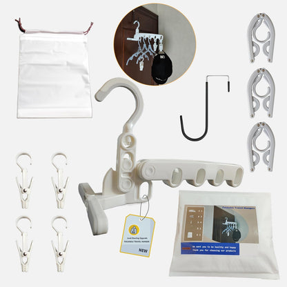 Over The Door Hooks Hanger,Foldable Portable Folding Hangers,Hanging Rack,Clips,Essentials for Cruise,Vacation,Camping,RV,Road Trip,Hotel,Business Travel, Student Apartment(White Bag)