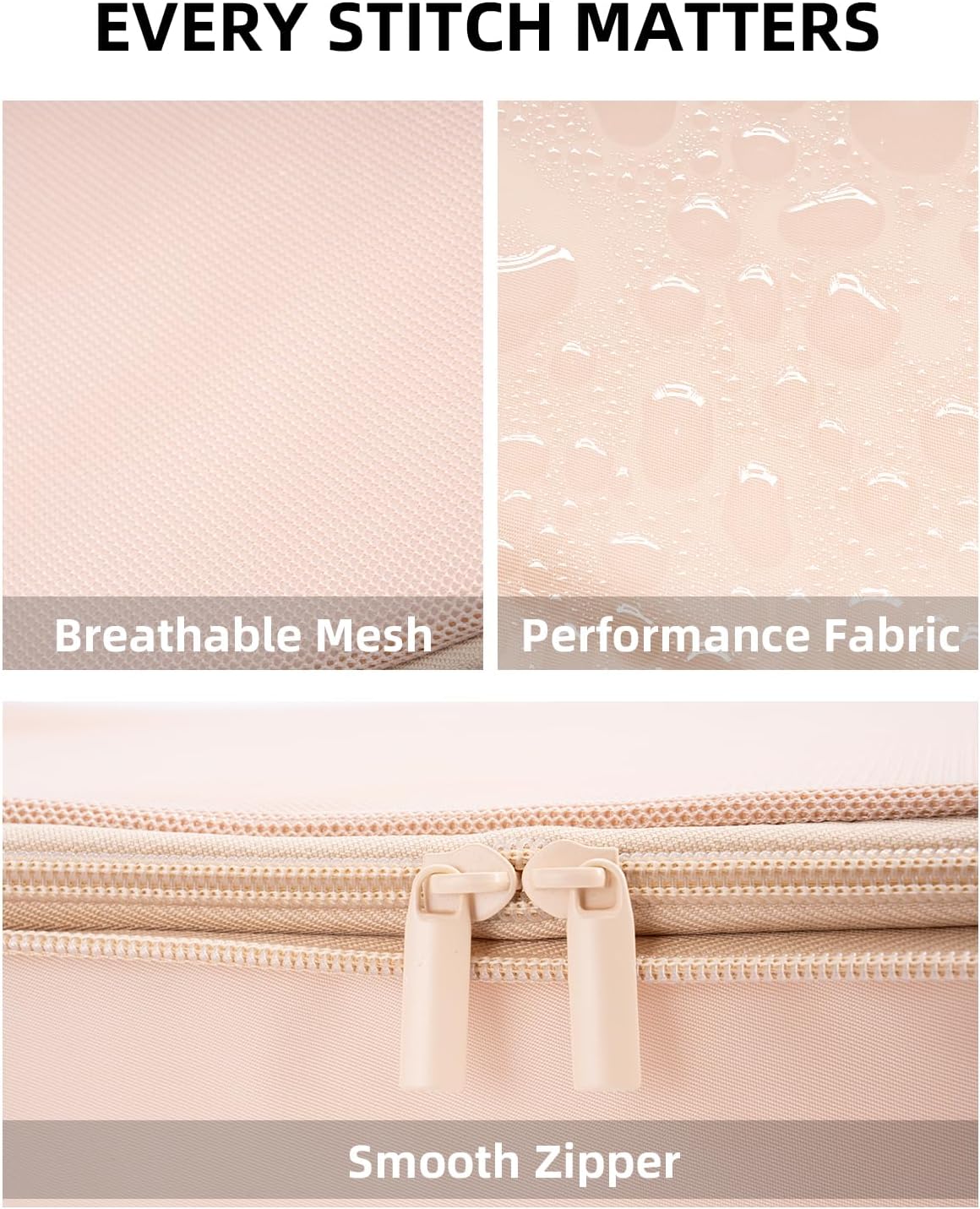 6 Set Compression Packing Cubes for Travel, Large Medium Small Luggage Organizers, Storage Bags for Clothes (6 Pack, Mist Khaki)