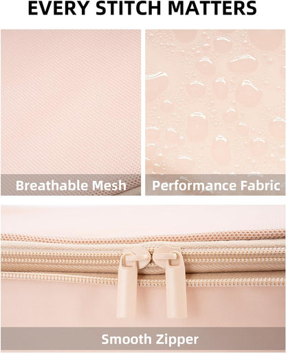 6 Set Compression Packing Cubes for Travel, Large Medium Small Luggage Organizers, Storage Bags for Clothes (6 Pack, Mist Khaki)