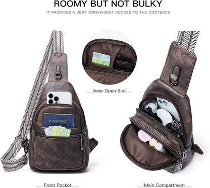 Sling Bag For Women Fanny Pack Crossbody Travel Shoulder Belt Bags Tote Backpack Purse Faux Leather