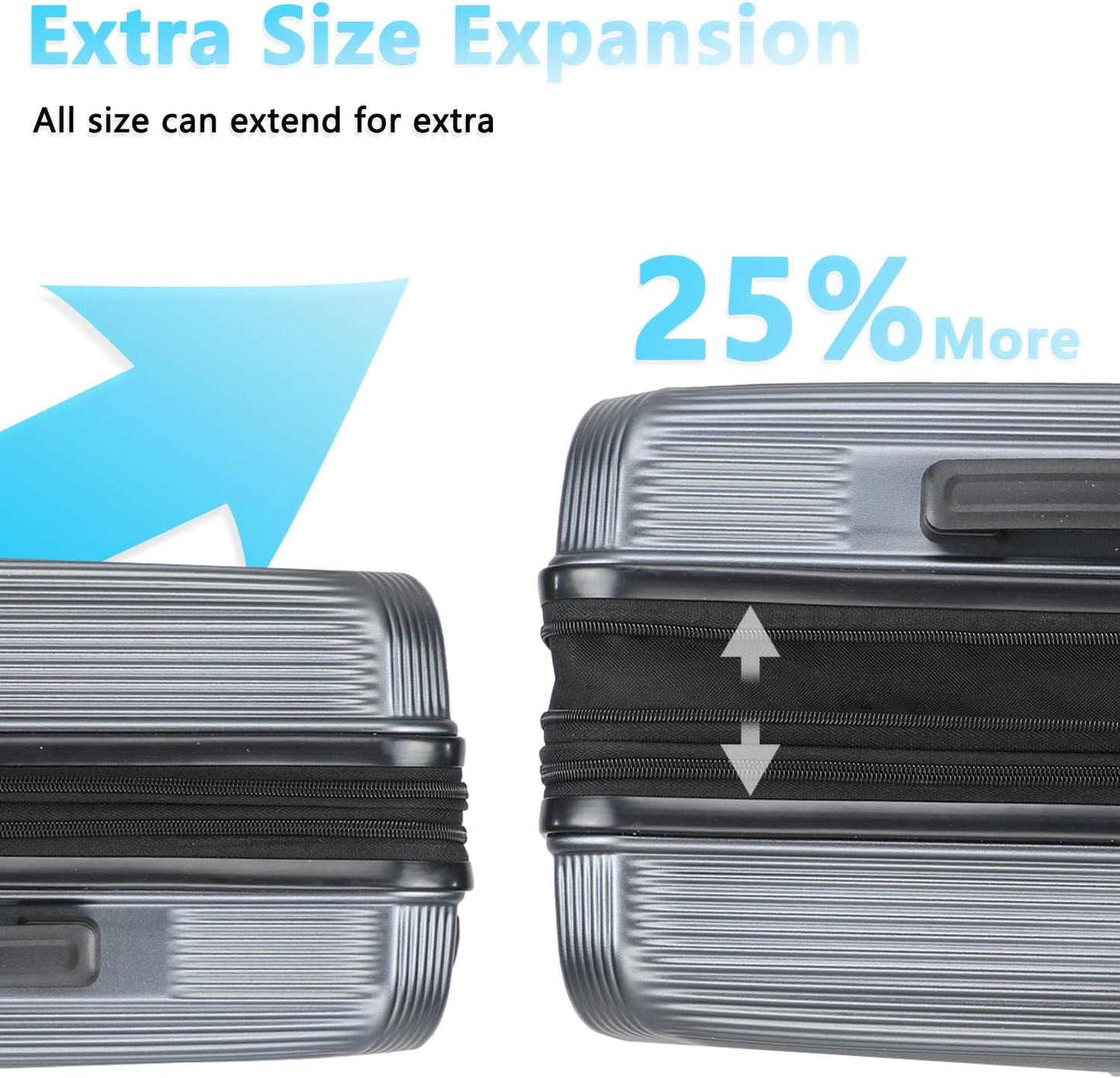 Luggage Sets 2 Piece, 20/28 Inch Lightweight Expandable PC Hardside Durable Suitcases with Spinner Wheels & TSA Lock, Gray