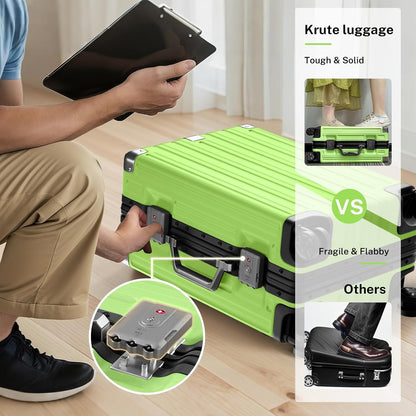 Krute Large Luggage 28 inch Zipperles Suitcase With Spinner Wheels USB Charger Hardside PC Aluminum Frame Luggages Checked Suitcases with TSA Lock (1 Piece)