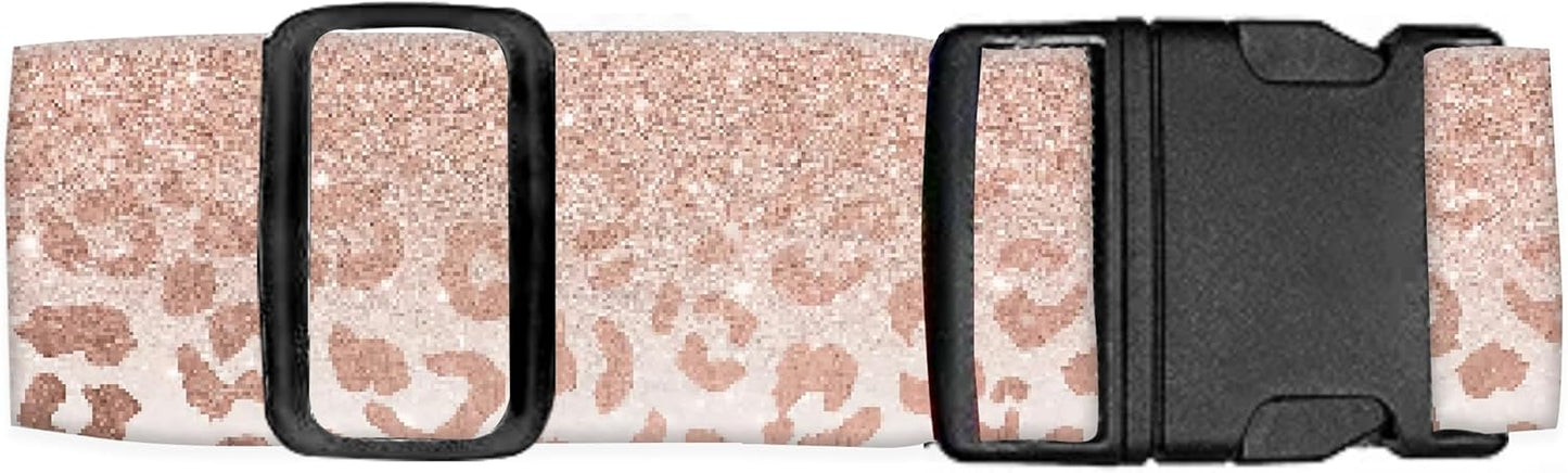 Luggage Straps for Suitcases Travel Belt Accessories, Cute Suitcase Strap, Adjustable Luggage Belt Strap, Heavy Duty with Quick-Release Buckle Luggage Strap Glitter Leopard