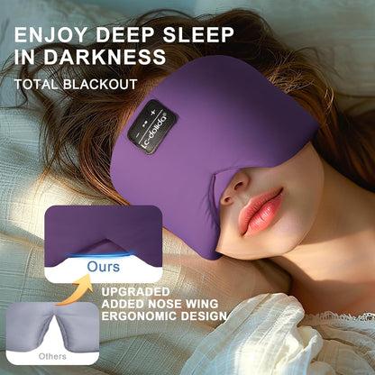 LC-dolida Sleep Mask with Bluetooth Headphones, Ice Silk Sleep Headphones with Bluetooth 5.4, Total Blackout Eye Mask for Sleeping, Soft Sleep Mask for Women Men, All Night Sleep, Travel(Purple)