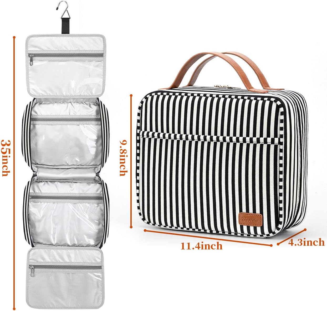 Hanging Travel Toiletry Bag,Large Capacity Cosmetic Travel Toiletry Organizer for Women with 4 Compartments & 1 Sturdy Hook,Perfect for Travel/Daily Use/Christmas