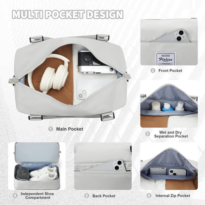 Travel Duffel Bag, Sports Tote Gym Bag, Shoulder Weekender Overnight Bag for Women