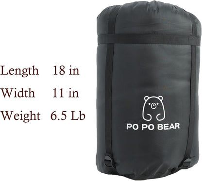PO PO BEAR Zero Degree Sleeping Bag for Adults 100% Cotton Flannel Tall and Big