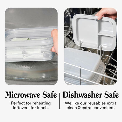STOJO Collapsible Bento Box, Reusable, Leak-Proof, Microwave & Dishwasher Safe, Premium Lunch Container with Divider – Space-Saving, Transparent Design (Cashmere, 6-Cup/1.5L)