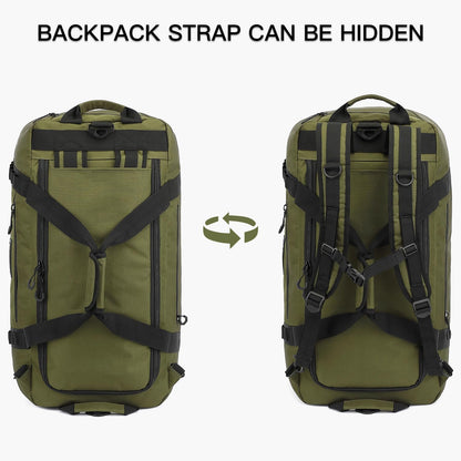 TUGUAN Extra Large Travel Duffle Bag Backpack for Men with Adjustable Dividers 120L Big Weekend Overnight Bag with ID Pocket Shoulder Strap Heavy Duty Sports Duffel Bags for Camping Gym, Green