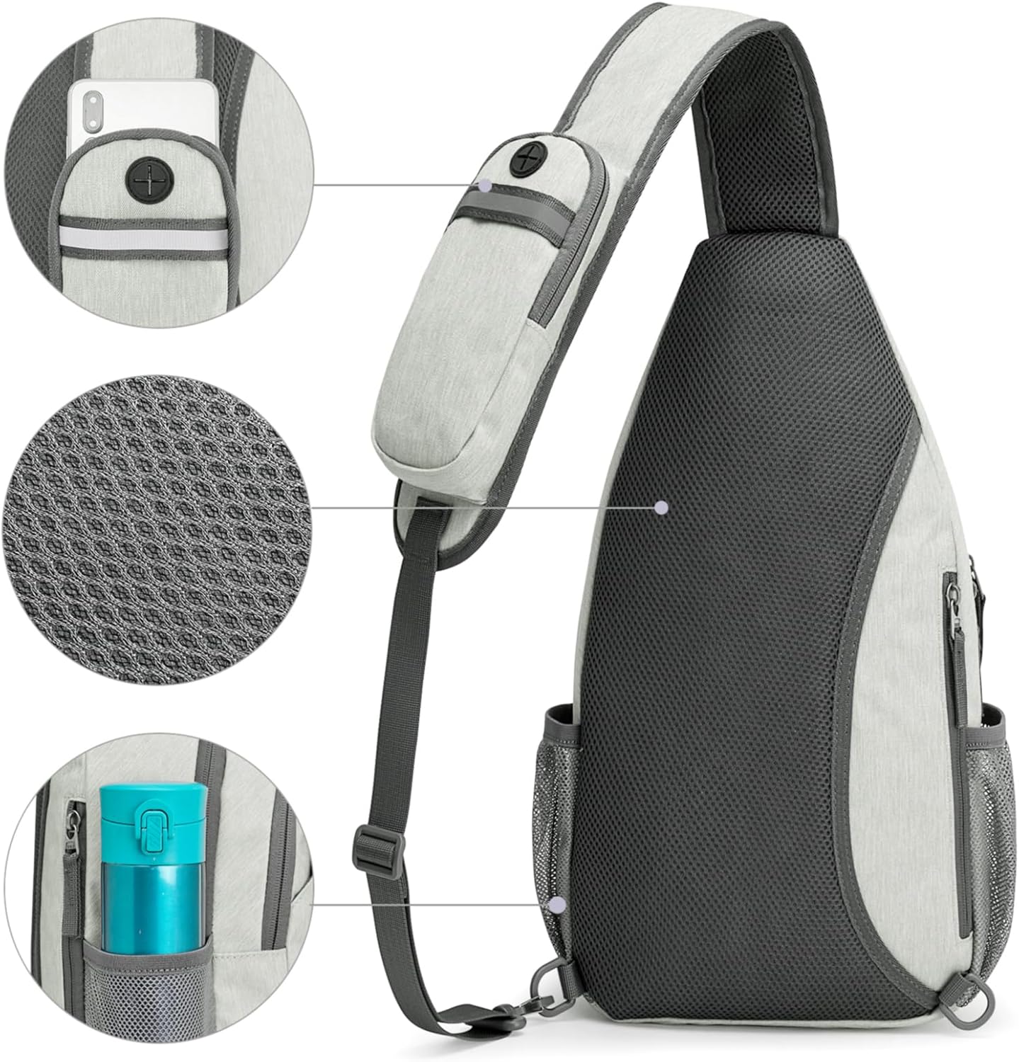 G4Free Sling Bag RFID Blocking Sling Backpack Crossbody Chest Bag Daypack for Hiking Travel(Gainsboro)