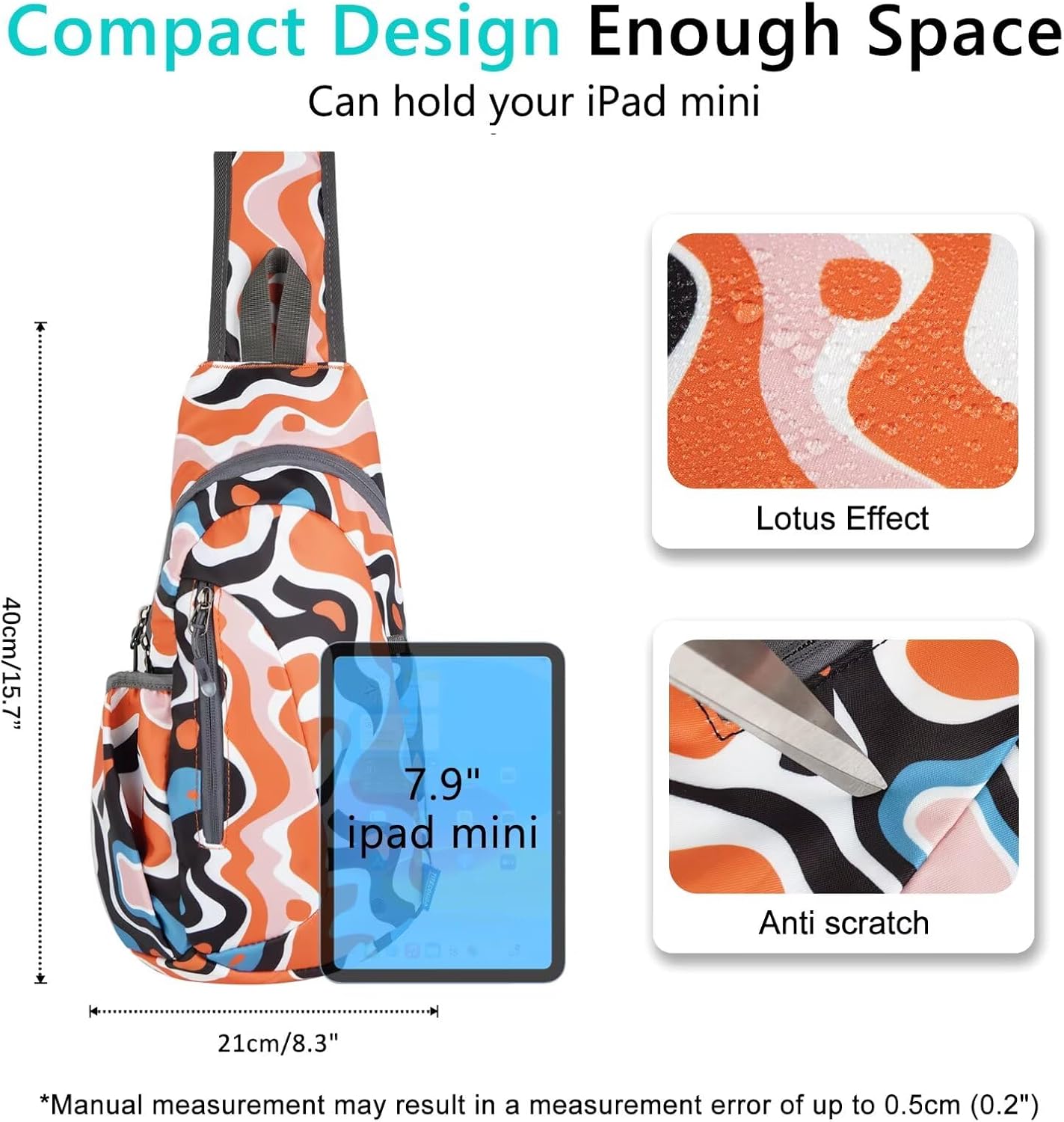 TITECOUGO Small Sling Bag, Lightweight Crossbody Backpack for Men Women, Shoulder Bag for Sports and Outdoor