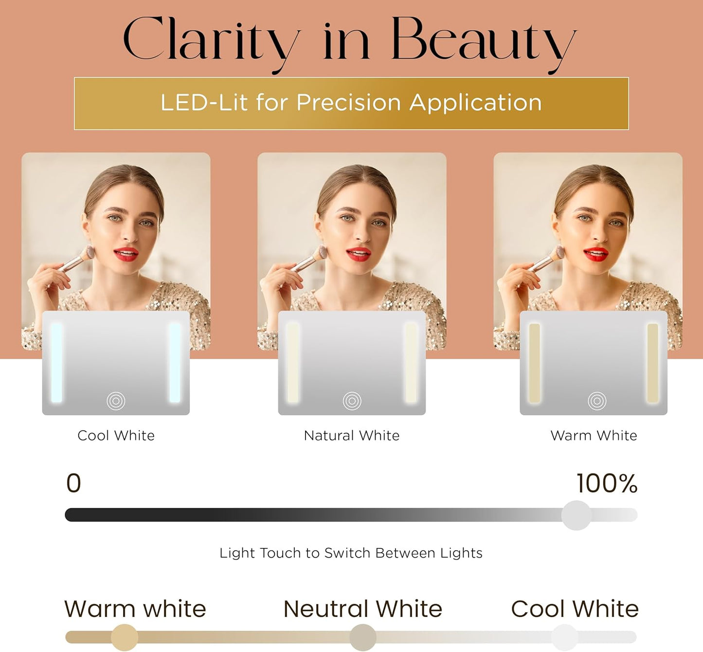 Lighted Makeup Case with Mirror - Portable Travel Makeup Organizer with light up Mirror, 3 Light Settings, Rechargeable Makeup Bag with Mirror and Lights - Mini 10x magnifying Mirror included