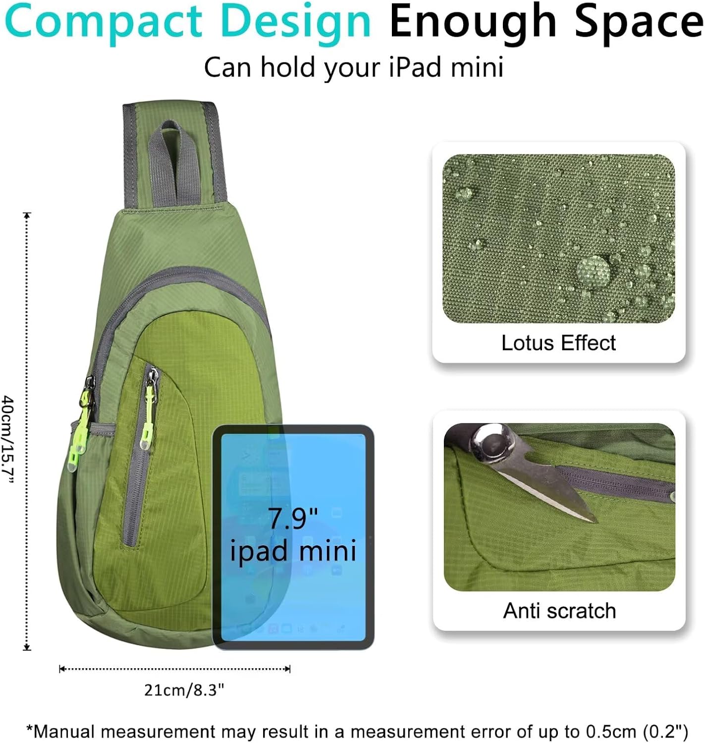 TITECOUGO Small Sling Bag, Lightweight Crossbody Backpack for Men Women, Shoulder Bag for Sports and Outdoor