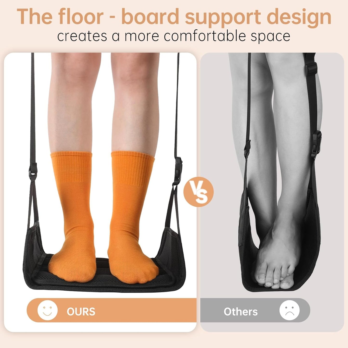 KENTIX Airplane Foot Rest Hammock for Long Flights - Adjustable Travel Foot Sling with Breathable Mesh, Portable Leg Rest for Economy Seats