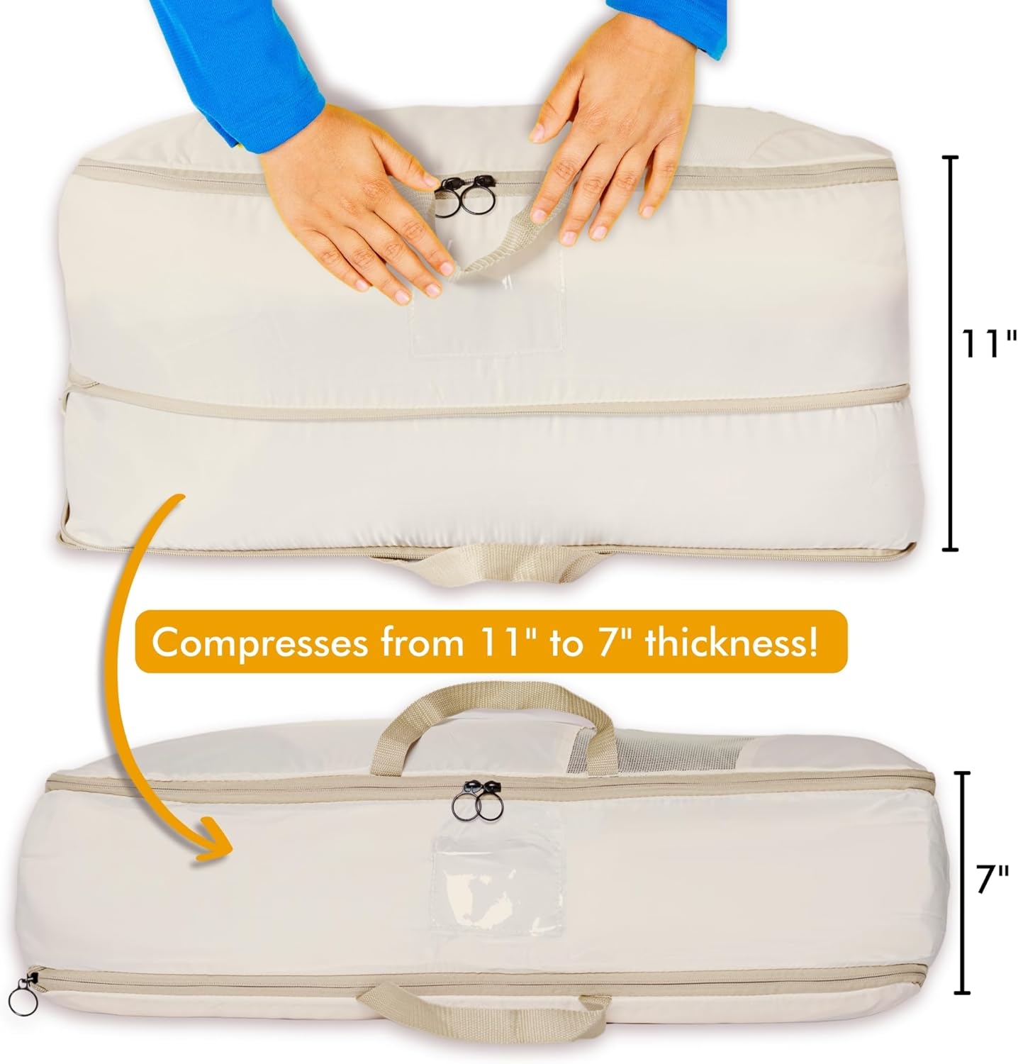 2-pack XXL Comforter Storage Bag - Space Saving Compression Bag for Pillows, Blankets, Bedding -Collapsible Extra Large Mesh Packing Cube - Queen King (1 Med + 1 Large Combo)