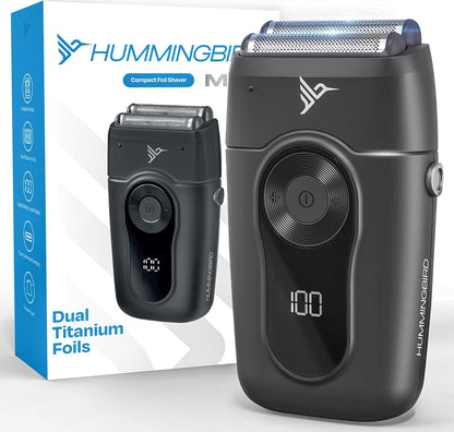 HUMMINGBIRD MK2 Compact Foil Shaver – No Nick, No Cut, No Razor Burn Face Shaver for Men, Portable USB C Rechargeable, Dual Foil Flex Head Electric Razor, LED Display, Travel Head & Facial Groomer