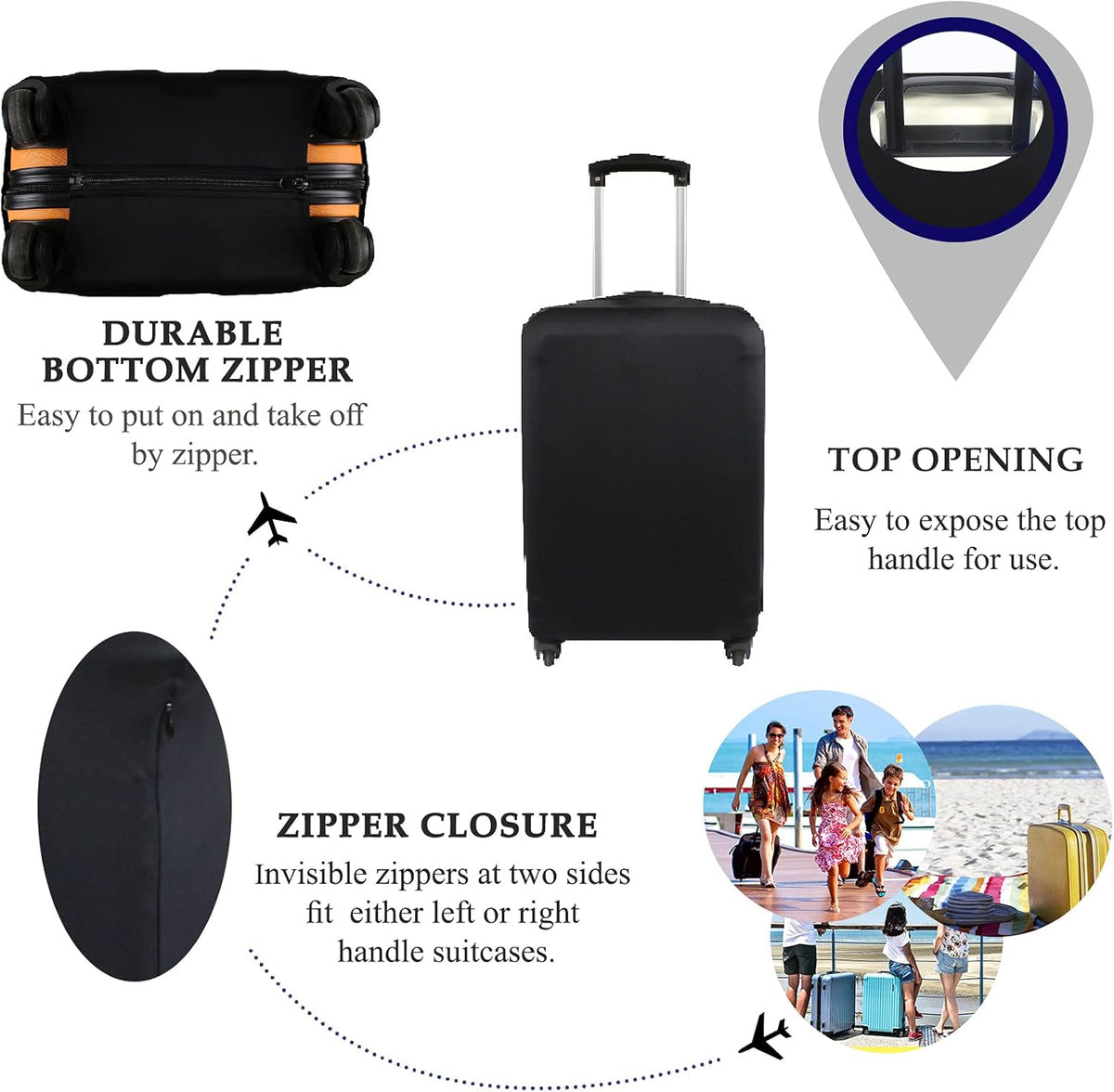 Explore Land Travel Luggage Cover Suitcase Protector Fits 27-30 Inch Case (Black, L)