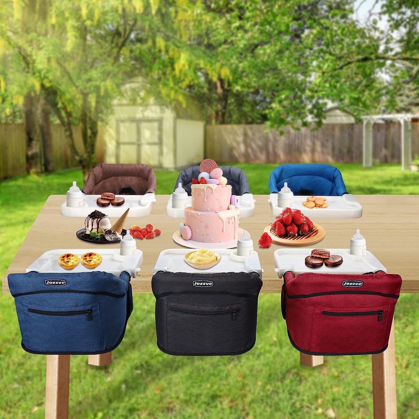 Hook On High Chair, Jozzve Clip on High Chair with Removable Dining Tray for Babies and Toddlers, Fold-Flat Storage Portable Baby Feeding Seat, Attach to Fast Table Chair for Home Travel (Grey)