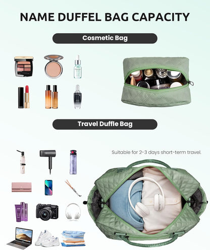 Gifts for Preteeens Girls 10-13-Initial Girl Travel Bag with Shoe Compartment, Weekender Bags for Women, Overnight Bag for Women, Travel Bag with Makeup Bag (Letter T)