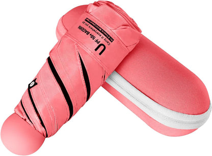 BAODINI Travel Mini Umbrella for Purse With Case Small Compact UV Sun Protection Sun Lightweight Tiny Pocket Umbrella for Women Kids and Men