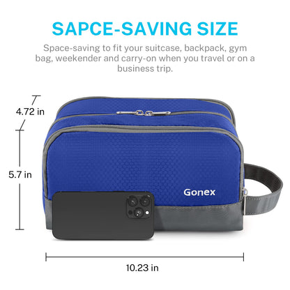 Gonex Travel Toiletry Bag Nylon, Dopp Kit Shaving Bag Toiletry Organizer Blue