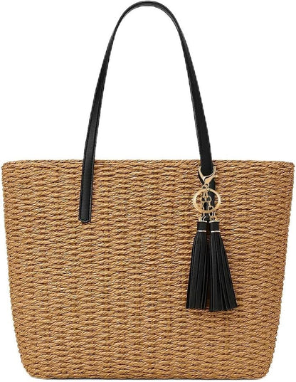 YXILEE Straw Bags For Women | M Size Travel Straw Totes Bag Woven Summer by YXILEE