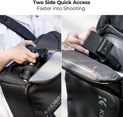 K&F CONCEPT Camera bags Waterproof 25L Large Capacity Camera Case with Raincover Camera Case 15.6 Inch Laptop Compartment Compatible with Canon/Nikon/Sony/DJI Mavic Drone Travel Camera Backpack