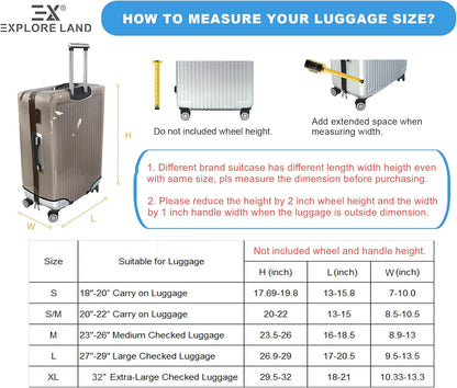 Explore Land Clear Luggage Cover Tough Protector Fits for 27-29 Inches Suitcase for Travel Airplane (PVC Gray, L)
